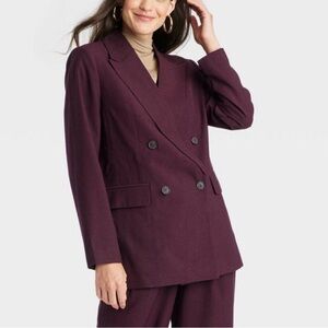 A New Day Burgundy Double Breasted Blazer